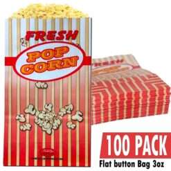 100 PACK OF 100 POPCORN BAG 3OZ / FLAG BOTTOM