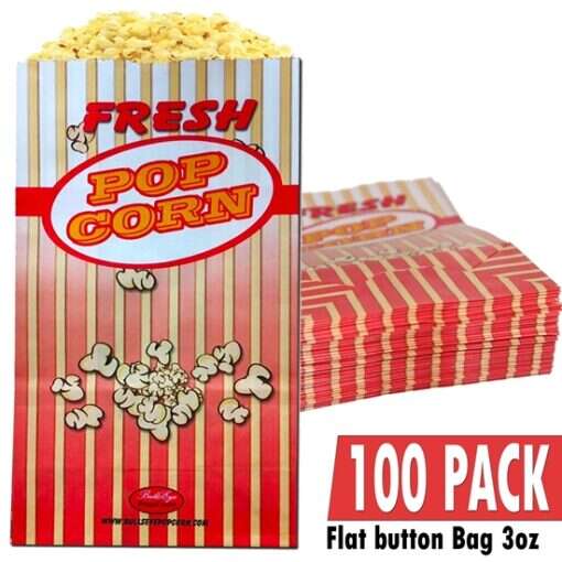 100 PACK OF 100 POPCORN BAG 3OZ / FLAG BOTTOM