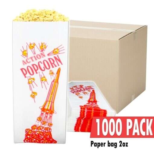 CASE OF 1000 EMPTY 2OZ POPCORN BAGS