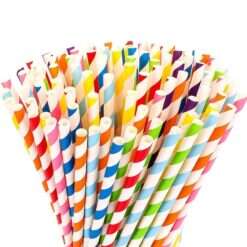 PACK OF 100 BIODEGRADABLE PAPER STRAWS IN ASSORTED COLORS