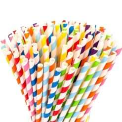 PACK OF 1000 BIODEGRADABLE PAPER STRAWS IN ASSORTED COLORS