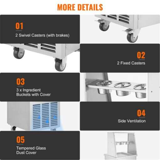 Machine à rouleau de crème glacée frit – Image 9