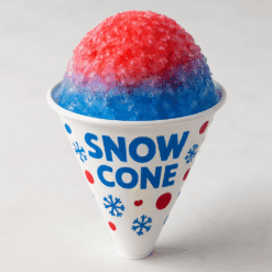 Cône de glace coloré avec sirop rouge ou bleu – portion individuelle snow cone